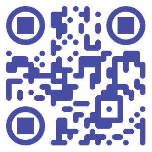 QR code with round finder patterns and classy dot modules in violet brand color - example of a shaped QR code that still scans reliably